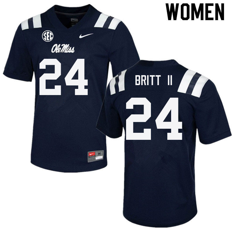 Marc Britt II Ole Miss Rebels NCAA Women's Navy #24 Stitched Limited College Football Jersey CML1658XZ